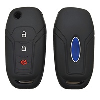Étui de protection pour clé de voiture pliable à 3 boutons en silicone multicolores WZ pour Ford Everest Focus Mondeo