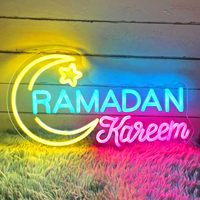 Enseigne néon en forme de croissant de lune Ramadan Kareem, bannière Eid Mubarak, enseigne néon LED, enseignes néon personnalisées, écran d'affichage électronique
