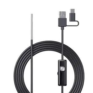 Kabel Lunak 3.9 P Endoskopi 3 Dalam 1, Kamera Inspeksi Borescope Tipe-c USB/Mikro USB/3 Dalam 1 720 MM 1M untuk Windows Macbook PC Android