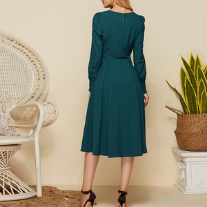 Printemps et été mode femmes décontracté lâche élégant robe à manches longues nouvelles femmes lanterne manches carrière robes - Product Image 2