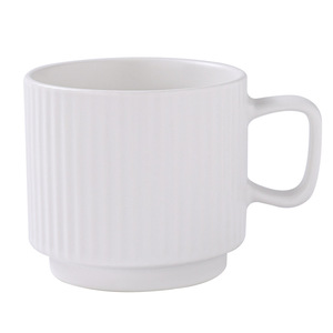 Minimalist Vertical Striped Ceramic Mug Customizable Office Coffee Cup with Handle - Product Image 4