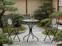 Ensemble bistrot mosaïque d'extérieur, 2 chaises, 1 table, mobilier de patio pliable