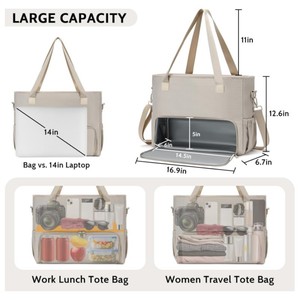 <span class=keywords><strong>Bolso</strong></span> de Mano Oxford con Logotipo Personalizado del Fabricante, <span class=keywords><strong>Bolso</strong></span> de Almuerzo Aislado para <span class=keywords><strong>Mujer</strong></span>, Combinación de <span class=keywords><strong>Bolso</strong></span> Bandolera y <span class=keywords><strong>Bolso</strong></span> Grande para Portátil, para Viajes de Ocio - Product Image 2