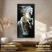 UNIART Qualité Impression sur Toile Cheval Art Mural en Porcelaine Couloir Peintures Diamants LED Peinture en Porcelaine Cristal Décoration Maison