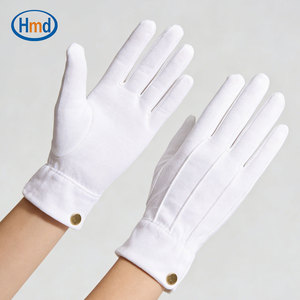 Gants professionnels en coton blanc à <span class=keywords><strong>3</strong></span> nervures avec boucle métallique au poignet, durables et antidérapants pour les uniformes de garde d'honneur et les événements cérémoniels - Product Image 2