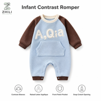 Combinaison épaisse en molleton de coton doublée polaire pour bébés et tout-petits - Vêtement d'extérieur décontracté pour l'hiver et l'automne