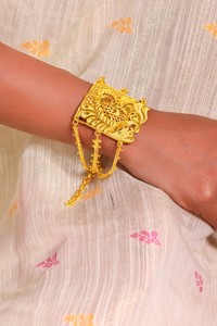 City Girl 24CT Gold Plated Peacock Bajuband for Women Copper Armlet <b>Bracelet</b> Adjustable Ethnic Wedding and Festive Wear - Product Image 6