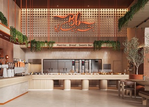 Custom Cafe Bar Counter Restaurant Shop Fixture Modern Coffee Shop Furniture Wooden Sweet Showcase with <b>LED</b> <b>Lighting</b> - Product Image 5