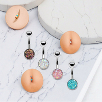 Xinfocus Mode Corps Bijoux pour Femmes Hommes En Acier Inoxydable Forme Ronde Nombril Anneau 14 Gauge Nombril Piercing Bijoux
