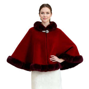 Capa Elegante de Piel Sintética de Visón para Mujer, con Ribete de Felpa, para Vestidos de Noche de Invierno y Trajes de Novia - Product Image 3