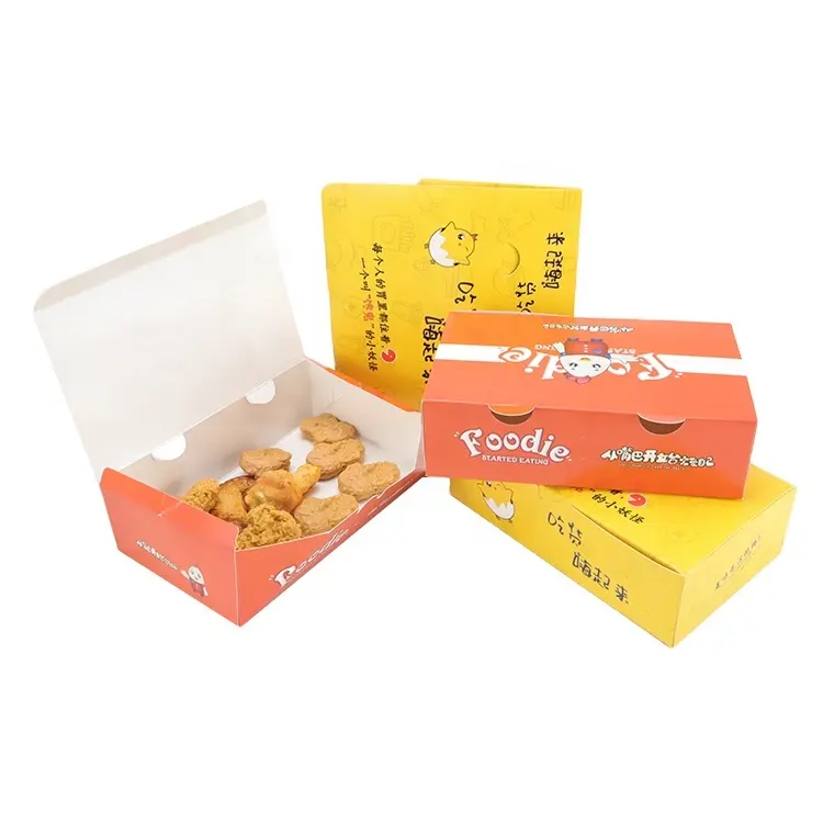 disposable custom chicken wing burger boxes restaurant fried chicken take out chicken popcorn meal packaging box