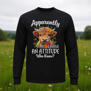 Camiseta de manga larga con estampado de vaca Highland, cuello redondo unisex para adultos, impresión digital - Product Image 3