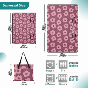 60X80in Custom Print Picnic Rugs Hawaiian Hau Pink Flower Aloha Washable <b>Camping</b> Blankets Waterproof Beach Mat Foldable Handbags - Product Image 3