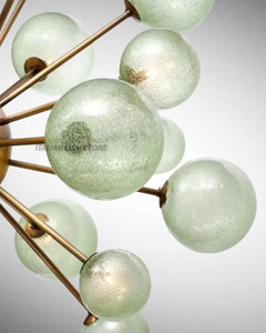 Lustre Sputnik en verre et laiton de style mid-century des années 1950, luminaire de plafond rétro pour salle à manger, salon, décoration intérieure - Product Image 6