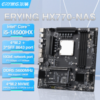 ERYING NAS Desktop-Motherboard mit Integrierter CPU Intel Core I5-14500HX, Dual-Channel DDR5, 4x M.2 NVMe 2280, SATA 12 Anschlüsse, Micro-ATX