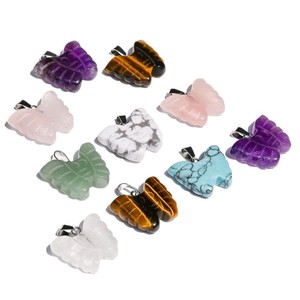 สร้อยคอผีเสื้อจี้หินธรรมชาติแกะสลักรูปสัตว์มีเสน่ห์สำหรับงานแต่งงานเครื่องประดับอัญมณีทำสารพัน - Product Image 5