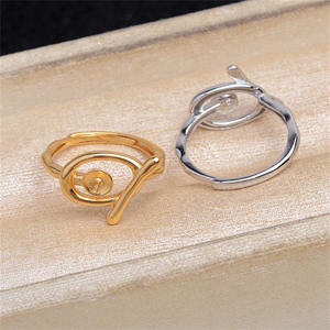 Anneaux de mode en argent S925, accessoires de bricolage - Anneau ouvert lisse A6028 avec perle de bambou nouée de 7-8 mm, bijoux A6028 - Product Image 3