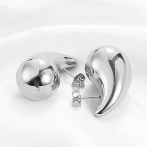 Teardrop Stud <b>Earrings</b> 18Mm 18K Gold Stainless Steel Fashionable For Women Gift Occasion - Product Image 4