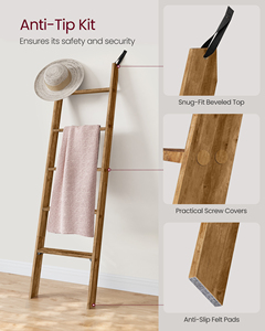 VASAGLE-Estante <span class=keywords><strong>de</strong></span> escalera decorativo <span class=keywords><strong>para</strong></span> manta <span class=keywords><strong>de</strong></span> <span class=keywords><strong>madera</strong></span>, edredón <span class=keywords><strong>de</strong></span> toalla, estantes <span class=keywords><strong>de</strong></span> escalera <span class=keywords><strong>de</strong></span> pared - Product Image 4