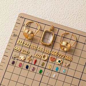 Pendentifs et bagues médaillons flottants |   Base et breloque <span class=keywords><strong>de</strong></span> bijoux DIY interchangeables en laiton plaqué or 18 carats : Pierres, Numéro d'ange - Product Image 6