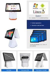 TS156 — tablette pc windows J1800/J1900/i3/i5/I7, terminal de point de vente, avec imprimante, double écran, pouces