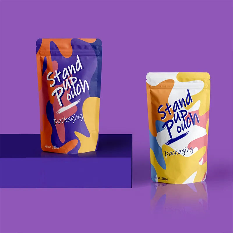 Laminated material stand up food plastic bag with own logo Stand up zipper coffee pouch digital printing bag