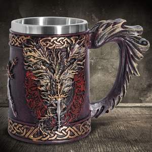 Chopes à bière en acier inoxydable de style médiéval Celtics Norse God, vente en gros, MAA05, usage domestique, motif de Noël, pour le <span class=keywords><strong>café</strong></span> et la bière - Product Image 5