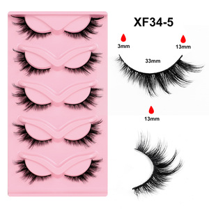 XF 5 Pairs Fox Eye Lashes 3D Silk Plant Fiber Natural False <b>Cat</b> Eyelashes Black Natural for Pink Tray Wholesale Custom - Product Image 5