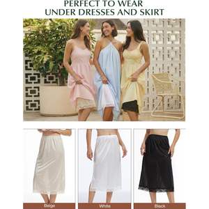 Sous-robe trapèze personnalisée en satin de soie pour femme avec bordure en dentelle et taille élastique, idéale pour les robes, les robes de détente et les vêtements de nuit - Product Image 4