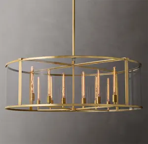 American Style Gold Hanging Light Decorative Restaurant Pendant Light Vintage Brass Chandelier