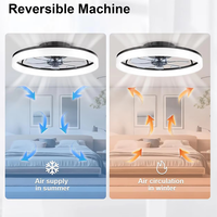 Ventilateur de plafond intelligent moderne de 19,7 pouces avec 6 vitesses de vent, éclairage LED intégré, ventilateur-lampe pour chambre à coucher