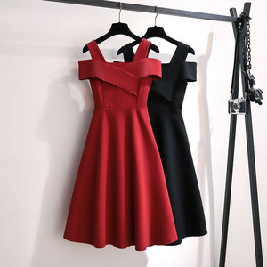 Abito Casual a Spalle Scoperte Linea A 2026, Vestito <span class=keywords><strong>Midi</strong></span> Aderente e Fluido da Donna per Ufficio e Uso Quotidiano - Product Image 1