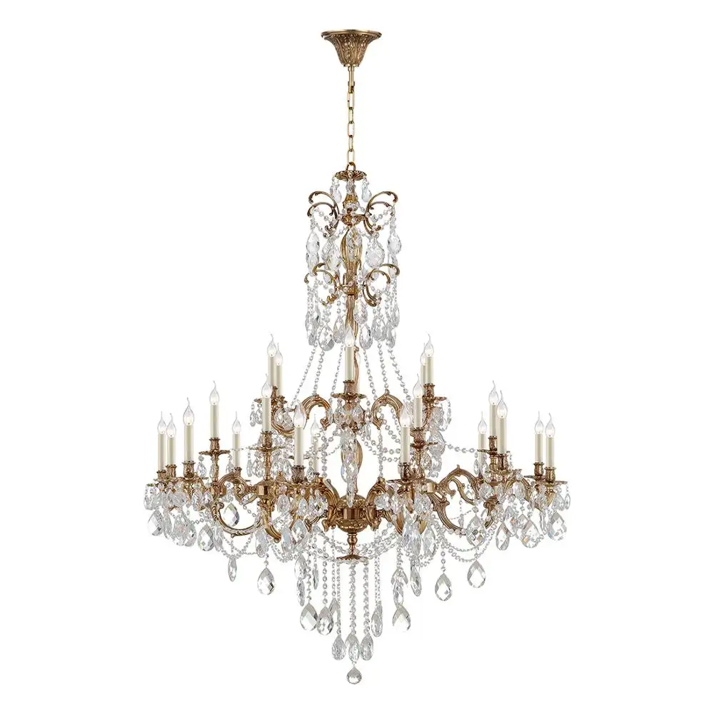 Elegant Decorative Hotel Lobby Large Solid Brass Luxury K9 Cristal Chandelier for High Ceiling