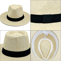 Chapeau Fedora en paille Panama à large bord SOLPOP pour homme, idéal pour l'été et la plage, avec option de ruban personnalisé, taille adulte 56-58CM