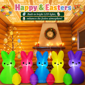 ของตกแต่งกลางแจ้ง ตุ๊กตาเป่าลมรูปครอบครัวกระต่ายพร้อมไข่อีสเตอร์ขนาด 8 ฟุต สำหรับตกแต่งสวน บ้าน สนามหญ้า และงานปาร์ตี้ - Product Image 5