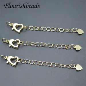 Jewelry Accessories Nickel Free Anti Fading Gold Plated Heart Tail Chain Extension Extendor Chain for Necklace Bracelet Making
