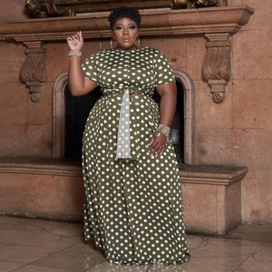 21227 Fournisseur : Ensemble deux pièces décontracté à pois, <span class=keywords><strong>tenue</strong></span> pour femmes grandes tailles - Product Image 2