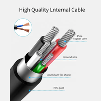 Cable de Datos Tipo-C 2.0 a Tipo-C de Carga Rápida de 3.3 Pies (1M), PVC 3A60W, con Revestimiento de PVC y Cobre BC para Teléfono Móvil y Computadora, Negro
