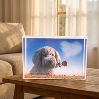 Cadre photo en acrylique flottant avec paillettes liquides 4x6 pouces, impression UV personnalisée, décoration de bureau, vente en gros, directement de l'usine