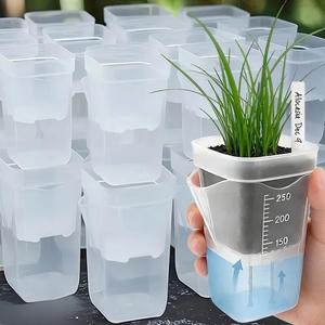 Maceta transparente para plantas, maceta con autorriego, orificios de drenaje, contenedor para propagación de plántulas, accesorios para el hogar y el jardín, 6,5 CM - Product Image 1
