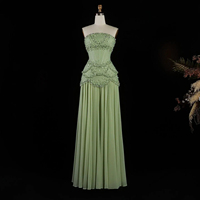 Abito da sera di lusso Jancember LSZ286 verde salvia 2026 con maniche a campana staccabili, corsetto in chiffon e fodera, ideale per il ballo di fine anno