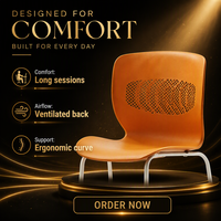 Chaise de conférence moderne orange, ergonomique, avec dossier perforé, siège en plastique, structure métallique, pour réunions, salles de classe, auditoriums