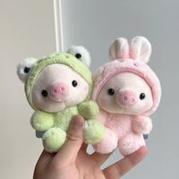 Lindo cerdo de dibujos animados mochila colgante llavero de felpa suave exquisita tienda agarrar máquina cerdo almacenamiento llavero