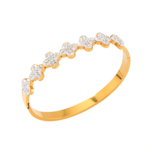 Bracciale Angelina in Acciaio Inossidabile Placcato Oro con Fiore e Cristalli, Gioiello di Moda per Donna, Idea Regalo - Product Image 1