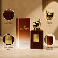 Flacon de parfum en verre floqué velours marron élégant 30ml 50ml 100ml, flacon de parfum de niche à sertir avec capuchon asymétrique organique doré