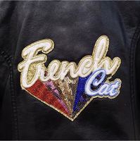 Veste bomber en tissu Oxford personnalisée avec des patchs brodés en sequins, fermeture éclair, coupe-vent, automne-hiver, filles 2-14 ans