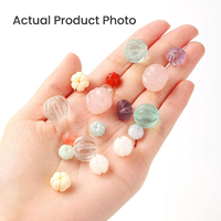 Perles de citrouille en pierre naturelle sculptée, plusieurs types, articles en stock d'usine pour la fabrication de bijoux faits main, vente en gros, perle de quartz rose