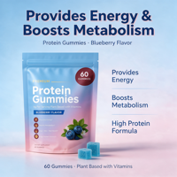 Gummies à base de plantes Ashwagandha sans glucides |   4 g de protéines par portion |   Soutien à la croissance musculaire et à la santé digestive |   Utilisation par les adultes