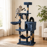 Arbre à chat multi-niveaux en peluche avec tunnel, hamac et griffoir en sisal – Vente en gros