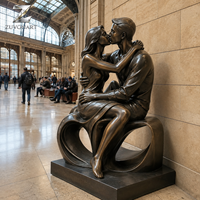 Statue de couple en bronze grandeur nature, sculpture personnalisée de figure humaine, installation d'art public pour jardin extérieur, fabricant, usine